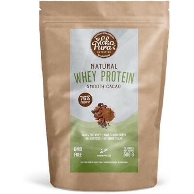 Ekopura Natural Whey Protein Smooth Cacao 76% Protein Whey Protein ze šťastné trávy krmené krávy bez přísad, 500 g Ekopura Natural Whey Protein Smooth Cacao 76% Protein Whey Protein ze šťastné trávy krmené krávy bez přísad, 500 g