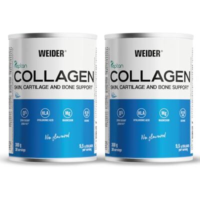 Weider Kolagenový prášek Duo Pack, kolagenové peptidy ve vysokých dávkách, s kyselinou hyaluronovou, hořčíkem a vitaminem C, bez cukru, pro zdravou pleť, chrupavku a kosti, 2 x 300 g (2 x 30 porcí!) Weider Kolagenový prášek Duo Pack, kolagenové peptidy ve vysokých dávkách, s kyselinou hyaluronovou, hořčíkem a vitaminem C, bez cukru, pro zdravou pleť, chrupavku a kosti, 2 x 300 g (2 x 30 porcí!)