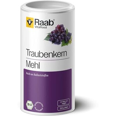 Raab Vitalfood Bio moučka z hroznových semen 300 g, OPC, bohatá na vlákninu, veganská, bez lepku, laboratorně testováno v Německu, hroznová moučka, dóza 300 g Raab Vitalfood Bio moučka z hroznových semen 300 g, OPC, bohatá na vlákninu, veganská, bez lepku, laboratorně testováno v Německu, hroznová moučka, dóza 300 g