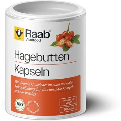 Raab Vitalfood ® Bio kapsle se šípkami (150 kusů) – prémiový druh šípky AP-4® z jihu Chile, s přírodním vitamínem C pro normální tvorbu kolagenu a funkci chrupavky, bez přísad Raab Vitalfood ® Bio kapsle se šípkami (150 kusů) – prémiový druh šípky AP-4® z jihu Chile, s přírodním vitamínem C pro normální tvorbu kolagenu a funkci chrupavky, bez přísad