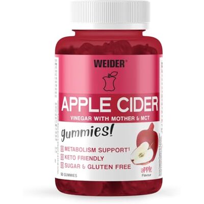 Weider Gumy jablečného octa, Apple Cider Vinegar komplex s důležitými vitamíny na podporu metabolismu, přírodní, veganské, bezlepkové, keto friendly, chutná chuť jablka, 50 porcí Weider Gumy jablečného octa, Apple Cider Vinegar komplex s důležitými vitamíny na podporu metabolismu, přírodní, veganské, bezlepkové, keto friendly, chutná chuť jablka, 50 porcí