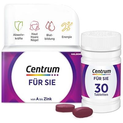 Centrum Multivitamin – pro vás – vysoce kvalitní doplněk stravy s mikroživinami – speciálně pro ženy – vitamíny, minerály, stopové prvky – 1 x 30 tablet Centrum Multivitamin – pro vás – vysoce kvalitní doplněk stravy s mikroživinami – speciálně pro ženy – vitamíny, minerály, stopové prvky – 1 x 30 tablet