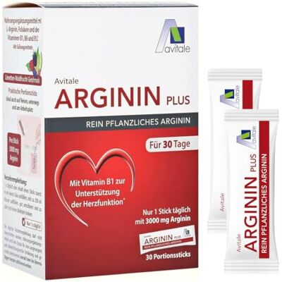 Avitale Arginin plus tyčinky pro přípravu pitného roztoku s 3000 mg čistě rostlinného argininu, vitamínu B1, B6, B12 a kyseliny listové, 177 g Avitale Arginin plus tyčinky pro přípravu pitného roztoku s 3000 mg čistě rostlinného argininu, vitamínu B1, B6, B12 a kyseliny listové, 177 g