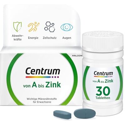 Centrum Multivitamín od A po zinek multivitamínové tablety s vitamínem A-Z, vysoce kvalitní doplněk stravy pro kompletní každodenní péči vitamíny, minerály, stopové prvky, 1 x 30 Centrum Multivitamín od A po zinek multivitamínové tablety s vitamínem A-Z, vysoce kvalitní doplněk stravy pro kompletní každodenní péči vitamíny, minerály, stopové prvky, 1 x 30