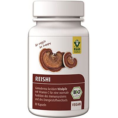 Raab Vitalfood Bio kapsle Reishi, 80 kusů à 400 g, veganské, s houbovým extraktem Ganoderma lucidum pro normální funkci imunitního systému a energetického metabolismu, vitamín C, balení 1 ks (30 g) Raab Vitalfood Bio kapsle Reishi, 80 kusů à 400 g, veganské, s houbovým extraktem Ganoderma lucidum pro normální funkci imunitního systému a energetického metabolismu, vitamín C, balení 1 ks (30 g)