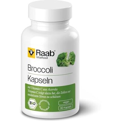 Raab Vitalfood Bio brokolicové kapsle, veganské, bez lepku s vitamínem C z Acerola, 45 g, 90 kusů Raab Vitalfood Bio brokolicové kapsle, veganské, bez lepku s vitamínem C z Acerola, 45 g, 90 kusů