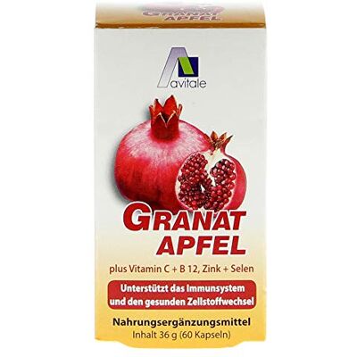 Avitale Granátové jablko 500 mg plus Vit.C + B12 + zinek + selen, 60 kusů, 1 balení (1 x 36 g) Avitale Granátové jablko 500 mg plus Vit.C + B12 + zinek + selen, 60 kusů, 1 balení (1 x 36 g)