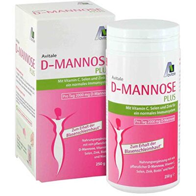 Avitale D-Mannose Plus prášek s niacinem a biotinem pro podporu sliznice močového měchýře, 250 g Avitale D-Mannose Plus prášek s niacinem a biotinem pro podporu sliznice močového měchýře, 250 g