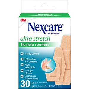 Nexcare Ultra Stretch flexibilní komfortní pěnové náplasti, různé velikosti, 30 kusů, prodyšné a voděodolné náplasti na rány, škrábance, sada první pomoci Nexcare Ultra Stretch flexibilní komfortní pěnové náplasti, různé velikosti, 30 kusů, prodyšné a voděodolné náplasti na rány, škrábance, sada první pomoci
