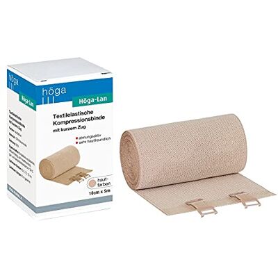 Höga Lan, textilní elastický kompresní obvaz s krátkým tahem – natažený 10 cm × 5 m – velmi příjemný na kůži, prodyšný, elastický, pratelný Höga Lan, textilní elastický kompresní obvaz s krátkým tahem – natažený 10 cm × 5 m – velmi příjemný na kůži, prodyšný, elastický, pratelný