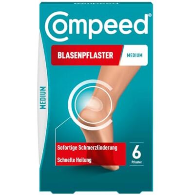 Compeed Náplast na puchýře střední hydrokoloidní náplast s polstrováním na patě, chrání před tlakem a třením zmírňuje bolest, pro rychlé uzdravení 4,2 x 6,8 cm 6 kusů Compeed Náplast na puchýře střední hydrokoloidní náplast s polstrováním na patě, chrání před tlakem a třením zmírňuje bolest, pro rychlé uzdravení 4,2 x 6,8 cm 6 kusů