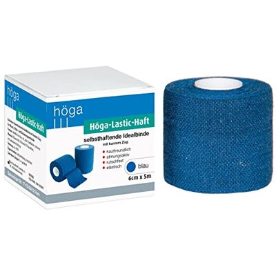 Höga -Lastic-Haft blau, kohäsive selbsthaftende Idealbinde mit kurzem Zug 6 cm x 5 m gedehnt, atmungsaktiv, rutschfest, elastisch Höga -Lastic-Haft blau, kohäsive selbsthaftende Idealbinde mit kurzem Zug 6 cm x 5 m gedehnt, atmungsaktiv, rutschfest, elastisch