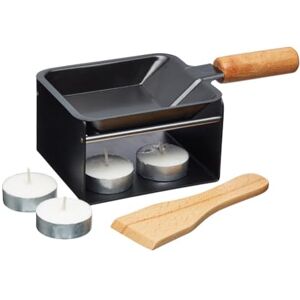 Artesa Artesà mini raclette gril samostatná sada pro 1-2 osoby, kovová konstrukce, pánve s nepřilnavým povrchem, dřevěná špachtle a 2 svíčky, černá Artesa Artesà mini raclette gril samostatná sada pro 1-2 osoby, kovová konstrukce, pánve s nepřilnavým povrchem, dřevěná špachtle a 2 svíčky, černá