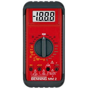 BENNING MM 2 digitální multimetr (s digitálním displejem, max. rozsah měření napětí DC 1000 V, vč. gumového ochranného rámu, tašky atd.) 44028, červená, černá BENNING MM 2 digitální multimetr (s digitálním displejem, max. rozsah měření napětí DC 1000 V, vč. gumového ochranného rámu, tašky atd.) 44028, červená, černá