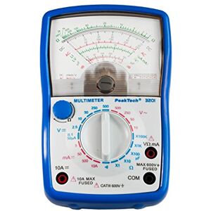 PeakTech 3201 analogový multimetr – měřicí přístroj s voltmetrem, ampérmetrem, zkoušečkou průchodnosti, Ohmmeter – do 600 V AC DC 10 A – vhodné pro elektroinstalaci 230 V – analogový multimetr PeakTech 3201 analogový multimetr – měřicí přístroj s voltmetrem, ampérmetrem, zkoušečkou průchodnosti, Ohmmeter – do 600 V AC DC 10 A – vhodné pro elektroinstalaci 230 V – analogový multimetr
