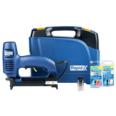 Rapid Elektrická sponkovačka R553 pro svorky typ 53 a hřebíky typ 8 Spony z jemného drátu typ 53 (8-20 mm); hřebíky typ 8 (15-20 mm); regulace síly nárazu; bezzpětný; extra dlouhý nos Rapid Elektrická sponkovačka R553 pro svorky typ 53 a hřebíky typ 8 Spony z jemného drátu typ 53 (8-20 mm); hřebíky typ 8 (15-20 mm); regulace síly nárazu; bezzpětný; extra dlouhý nos