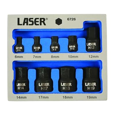 Laser 6726 Low Profile Impact Hex Socket Bit Set 1/4"D, 3/8"D 9pc, Silver Laser 6726 Low Profile Impact Hex Socket Bit Set 1/4"D, 3/8"D 9pc, Silver