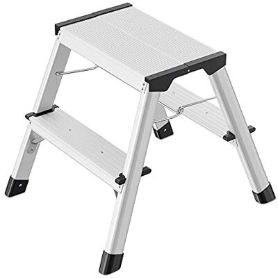 Hailo D60 StandardLine Alu Dvoustupňový třetí žebřík 2stupňový skládací šlap s podrážkou Soft Grip a skládací pojistkou pracovní výška až 240 cm hmotnost 2 kg stříbrný Hailo D60 StandardLine Alu Dvoustupňový třetí žebřík 2stupňový skládací šlap s podrážkou Soft Grip a skládací pojistkou pracovní výška až 240 cm hmotnost 2 kg stříbrný