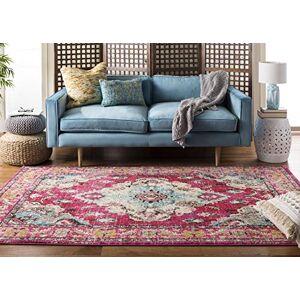 Safavieh Boho koberec do obývacího pokoje, jídelny, ložnice Monaco Collection, krátký předsíň, růžový a multi, 155 x 231 cm Safavieh Boho koberec do obývacího pokoje, jídelny, ložnice Monaco Collection, krátký předsíň, růžový a multi, 155 x 231 cm