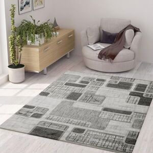VIMODA Koberec s krátkým vlasem moderní kostkovaný retro geometrický vzor melírovaný v šedé barvě do obývacího pokoje, ložnice, rozměry: 160 x 230 cm VIMODA Koberec s krátkým vlasem moderní kostkovaný retro geometrický vzor melírovaný v šedé barvě do obývacího pokoje, ložnice, rozměry: 160 x 230 cm