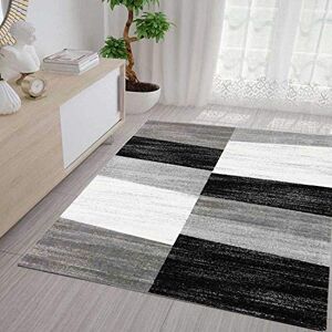 VIMODA Koberec geometrická dlaždice vzor melírovaný v šedo-bílé a černé, rozměry: 80 x 150 cm VIMODA Koberec geometrická dlaždice vzor melírovaný v šedo-bílé a černé, rozměry: 80 x 150 cm