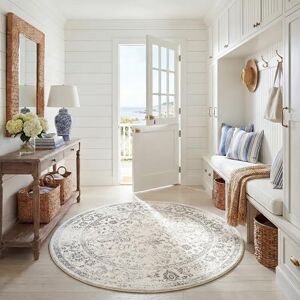 Safavieh Kulatý koberec 305 cm kulatý Adirondack Collection velký Transitional Design, slonová kost a stříbro, snadno udržovatelná syntetická směs, ideální pro obývací pokoj, ložnici, kancelář Safavieh Kulatý koberec 305 cm kulatý Adirondack Collection velký Transitional Design, slonová kost a stříbro, snadno udržovatelná syntetická směs, ideální pro obývací pokoj, ložnici, kancelář