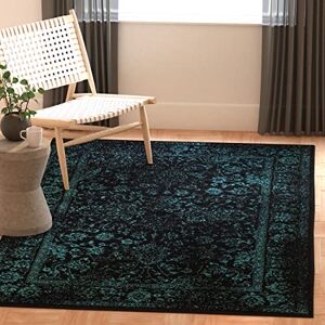 Safavieh Distressed koberec do obývacího pokoje, jídelny, ložnice Adirondack Collection, krátký vlas, černá a modrozelená, 122 X 183 cm Safavieh Distressed koberec do obývacího pokoje, jídelny, ložnice Adirondack Collection, krátký vlas, černá a modrozelená, 122 X 183 cm
