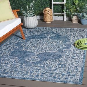 Safavieh Moderní koberec do obývacího pokoje, jídelny, ložnice Courtyard Collection, krátký vlas, námořnická modrá a šedá, 160 x 231 cm Safavieh Moderní koberec do obývacího pokoje, jídelny, ložnice Courtyard Collection, krátký vlas, námořnická modrá a šedá, 160 x 231 cm