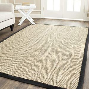 Safavieh Koberec z přírodního vlákna do obývacího pokoje, jídelny, ložnice – Natural Fiber Collection, krátký vlas, přírodní a černý, 152 × 244 cm Safavieh Koberec z přírodního vlákna do obývacího pokoje, jídelny, ložnice – Natural Fiber Collection, krátký vlas, přírodní a černý, 152 × 244 cm