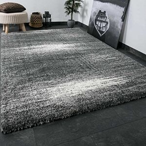 VIMODA Koberec z mikrovlákna Shaggy z mikrovlákna, polyester, barva šedá, bílá, extra flaušový, hustý, vysoký vlas, rozměry: 80 x 150 cm VIMODA Koberec z mikrovlákna Shaggy z mikrovlákna, polyester, barva šedá, bílá, extra flaušový, hustý, vysoký vlas, rozměry: 80 x 150 cm