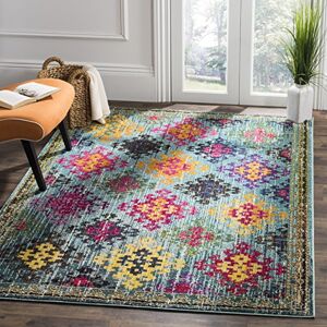 Safavieh Boho koberec do obývacího pokoje, jídelny, ložnice Monaco Collection, krátká předsíň, modrá a multi, 91 x 152 cm Safavieh Boho koberec do obývacího pokoje, jídelny, ložnice Monaco Collection, krátká předsíň, modrá a multi, 91 x 152 cm