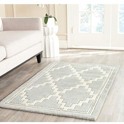 Safavieh Moderní koberec do obývacího pokoje, jídelny, ložnice – Chatham Collection, krátká vlas, šedá a slonovina, 122 × 183 cm Safavieh Moderní koberec do obývacího pokoje, jídelny, ložnice – Chatham Collection, krátká vlas, šedá a slonovina, 122 × 183 cm