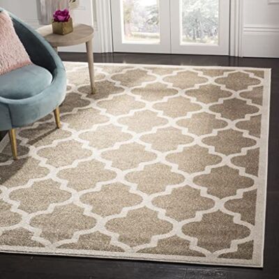 Safavieh Geometrisch Teppich für Wohnzimmer, Esszimmer, Schlafzimmer Amherst Collection, Kurzer Flor, Weizen und Beige, 152 X 244 cm Safavieh Geometrisch Teppich für Wohnzimmer, Esszimmer, Schlafzimmer Amherst Collection, Kurzer Flor, Weizen und Beige, 152 X 244 cm