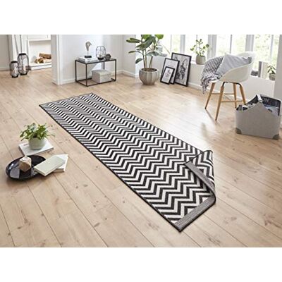 Hanse Home NORTHRUGS Vnitřní a venkovní koberec Palma 80 × 250 cm – oboustranný koberec odolný proti povětrnostním vlivům, moderní design, klikatý vzor, běhoun na balkon, terasu, zahradu, zimní zahradu, koberec do obývacího pokoje, vodotěsný, v černé krém Hanse Home NORTHRUGS Vnitřní a venkovní koberec Palma 80 × 250 cm – oboustranný koberec odolný proti povětrnostním vlivům, moderní design, klikatý vzor, běhoun na balkon, terasu, zahradu, zimní zahradu, koberec do obývacího pokoje, vodotěsný, v černé krém