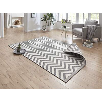 Hanse Home NORTHRUGS Vnitřní a venkovní koberec Palma 80 × 150 cm – oboustranný koberec odolný proti povětrnostním vlivům, moderní design, klikatý vzor, běhoun na balkon, terasu, zahradu, zimní zahradu, koberec do obývacího pokoje, vodotěsný, v šedé krémo Hanse Home NORTHRUGS Vnitřní a venkovní koberec Palma 80 × 150 cm – oboustranný koberec odolný proti povětrnostním vlivům, moderní design, klikatý vzor, běhoun na balkon, terasu, zahradu, zimní zahradu, koberec do obývacího pokoje, vodotěsný, v šedé krémo