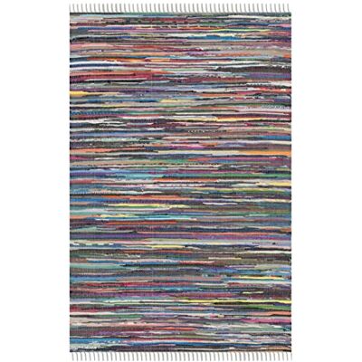 SAFAVIEH Moderní koberec do obývacího pokoje, jídelny, ložnice – Rag Rug Collection, krátká vlas, šedá a multi, 122 × 183 cm SAFAVIEH Moderní koberec do obývacího pokoje, jídelny, ložnice – Rag Rug Collection, krátká vlas, šedá a multi, 122 × 183 cm