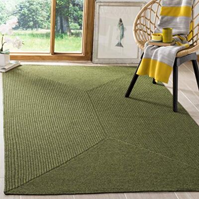 Safavieh Zeitgenössische Teppich für Wohnzimmer, Esszimmer, Schlafzimmer Umkehrbar Braided Collection, Kurzer Flor, Grün, 66 x 112 cm Safavieh Zeitgenössische Teppich für Wohnzimmer, Esszimmer, Schlafzimmer Umkehrbar Braided Collection, Kurzer Flor, Grün, 66 x 112 cm