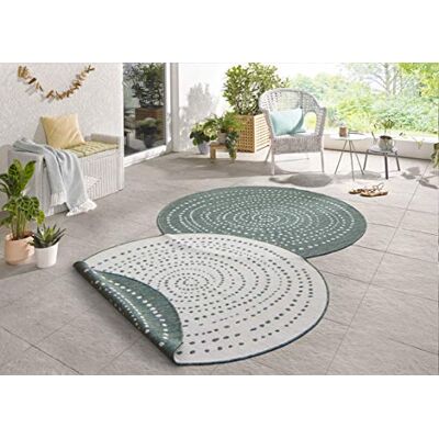 Hanse Home NORTHRUGS Vnitřní a venkovní koberec Bali kulatý ⌀140 cm – oboustranný koberec odolný proti povětrnostním vlivům, moderní body, designový běhoun na balkon, terasu, zahradu, zimní zahradu, koberec do obývacího pokoje, voděodolný v zelené krémové Hanse Home NORTHRUGS Vnitřní a venkovní koberec Bali kulatý ⌀140 cm – oboustranný koberec odolný proti povětrnostním vlivům, moderní body, designový běhoun na balkon, terasu, zahradu, zimní zahradu, koberec do obývacího pokoje, voděodolný v zelené krémové