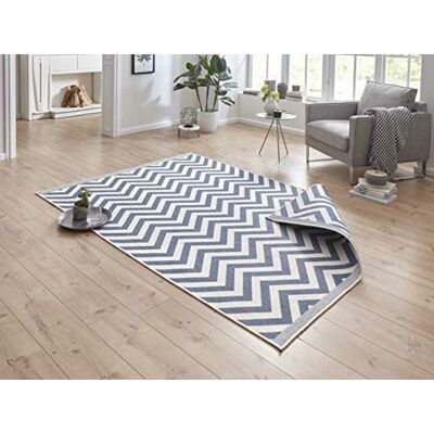 NORTHRUGS Vnitřní a venkovní koberec Palma 80 × 150 cm – oboustranný koberec odolný proti povětrnostním vlivům, moderní design, klikatý vzor, běhoun na balkon, terasu, zahradu, zimní zahradu, koberec do obývacího pokoje, vodotěsný, v modré krémové barvě NORTHRUGS Vnitřní a venkovní koberec Palma 80 × 150 cm – oboustranný koberec odolný proti povětrnostním vlivům, moderní design, klikatý vzor, běhoun na balkon, terasu, zahradu, zimní zahradu, koberec do obývacího pokoje, vodotěsný, v modré krémové barvě