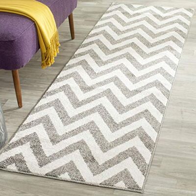 Safavieh Geometrický koberec do obývacího pokoje, jídelny, ložnice kolekce Amherst, krátká předsíň, tmavě šedá a béžová, 69 X 213 cm Safavieh Geometrický koberec do obývacího pokoje, jídelny, ložnice kolekce Amherst, krátká předsíň, tmavě šedá a béžová, 69 X 213 cm