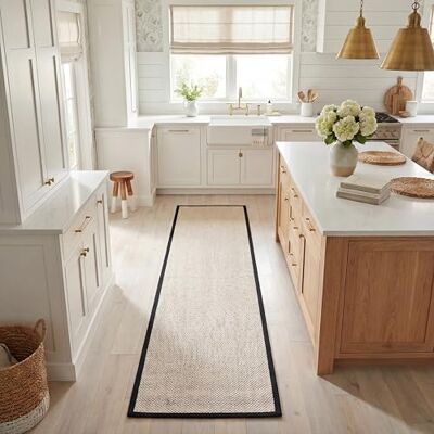 Safavieh Koberec z přírodního vlákna pro obývací pokoj, jídelnu, ložnici kolekce Natural Fiber Collection, krátká předsíň, přírodní a černá, 61 x 213 cm Safavieh Koberec z přírodního vlákna pro obývací pokoj, jídelnu, ložnici kolekce Natural Fiber Collection, krátká předsíň, přírodní a černá, 61 x 213 cm