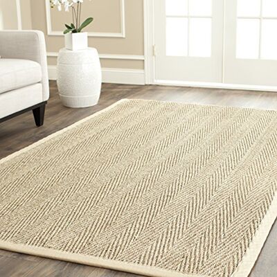 Safavieh Koberec z přírodního vlákna do obývacího pokoje, jídelny, ložnice – Natural Fiber Collection, krátký vlas, přírodní a béžový, 152 × 244 cm Safavieh Koberec z přírodního vlákna do obývacího pokoje, jídelny, ložnice – Natural Fiber Collection, krátký vlas, přírodní a béžový, 152 × 244 cm