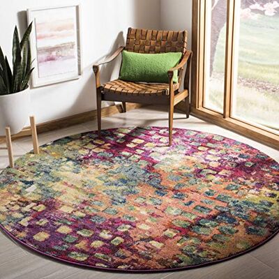 Safavieh Boho koberec do obývacího pokoje, jídelny, ložnice Monaco Collection, krátký předsíň, růžový a multi, 160 x 160 cm Safavieh Boho koberec do obývacího pokoje, jídelny, ložnice Monaco Collection, krátký předsíň, růžový a multi, 160 x 160 cm