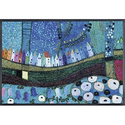 Wash+Dry Rohožka město v modré barvě 75x120 cm, pestrá vnitřní a vnější použití, lze prát Wash+Dry Rohožka město v modré barvě 75x120 cm, pestrá vnitřní a vnější použití, lze prát