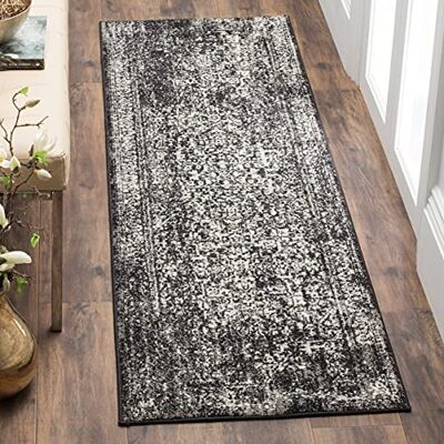 Safavieh Tradiční koberec pro obývací pokoj, jídelnu, ložnici Evoke Collection, krátká předsíň, černá a šedá, 62 X 240 cm Safavieh Tradiční koberec pro obývací pokoj, jídelnu, ložnici Evoke Collection, krátká předsíň, černá a šedá, 62 X 240 cm