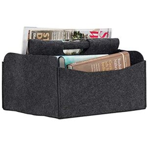 Relaxdays Koš na noviny z plsti, v × š × h: 22 × 31 × 29 cm, 2 přihrádky, s rukojetí, skládací stojan na noviny, antracit Relaxdays Koš na noviny z plsti, v × š × h: 22 × 31 × 29 cm, 2 přihrádky, s rukojetí, skládací stojan na noviny, antracit
