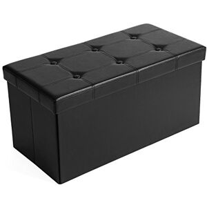 SONGMICS 76 cm lavice s úložným prostorem, truhla na sezení, úložný box, podnožka, skládací, polstrovaný, potah z umělé kůže, nosnost až 300 kg, klasická černá LSF105, černá SONGMICS 76 cm lavice s úložným prostorem, truhla na sezení, úložný box, podnožka, skládací, polstrovaný, potah z umělé kůže, nosnost až 300 kg, klasická černá LSF105, černá