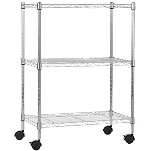 Amazon Basics Úzký úložný prostor se 3 policemi, výškově nastavitelnými vkládacími policemi a nivelačními nohami, maximální hmotnost 340 kg, chrom, 34 cm H x 58,9 cm Š x 83,2 cm V Amazon Basics Úzký úložný prostor se 3 policemi, výškově nastavitelnými vkládacími policemi a nivelačními nohami, maximální hmotnost 340 kg, chrom, 34 cm H x 58,9 cm Š x 83,2 cm V