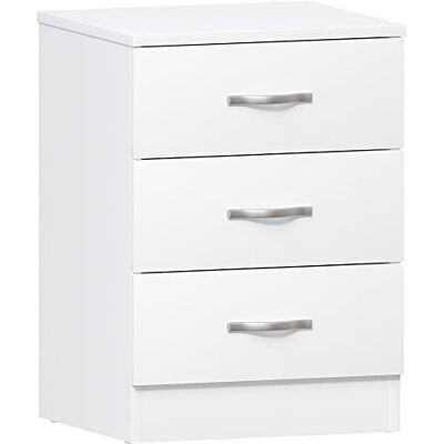 Vida Designs Bílá komoda s kovovými rukojeťmi a kolejnicemi, jedinečná zásuvka proti ohýbání, nábytek do ložnice od Riano, dřevovláknitá deska, 3 drawer Vida Designs Bílá komoda s kovovými rukojeťmi a kolejnicemi, jedinečná zásuvka proti ohýbání, nábytek do ložnice od Riano, dřevovláknitá deska, 3 drawer