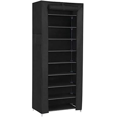 SONGMICS Botník s 10 patry, 28 x 58 x 160 cm, botník, uložení bot, s prachotěsným potahem, organizér na boty, pro vysoké podpatky, sportovní obuv, kovová konstrukce, černý RXJ10H SONGMICS Botník s 10 patry, 28 x 58 x 160 cm, botník, uložení bot, s prachotěsným potahem, organizér na boty, pro vysoké podpatky, sportovní obuv, kovová konstrukce, černý RXJ10H